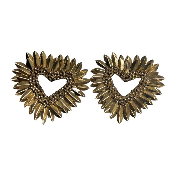 Jewelry - Gold Spike Heart Earrings